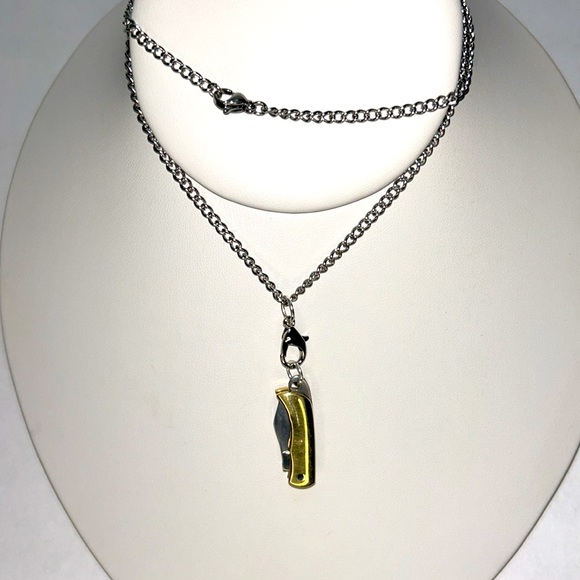 Artisan Handmade Outdoor Golding Knife Hypoallergenic Stainless Steel Necklace - Picture 1 of 11